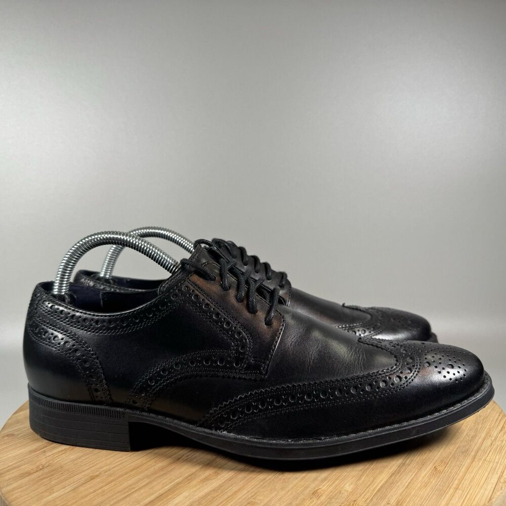 Cole Haan Copley Wingtip Derby Black Leather Men Shoes C13144 Size 8.5 M